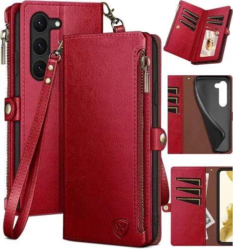 Vista 9 de XcaseBar Funda tipo cartera para Samsung Galaxy S23 Plus con cremallera 【Bloqueo RFID】 Titular de la tarjeta de crédito, Libro de folio con tapa