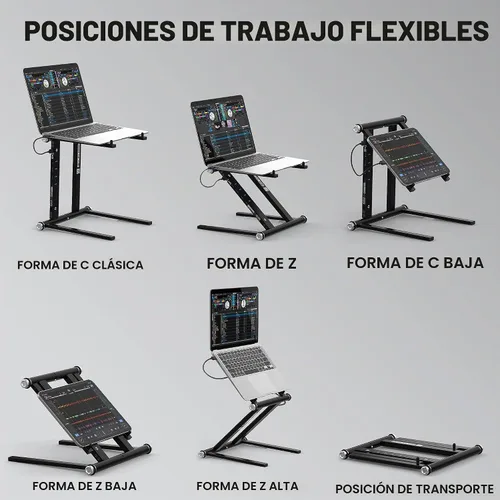 Vista 5 de Reloop Soporte avanzado para portátil con USB-C PD Hub (AMS, negro (AMS-STAND-HUB)