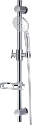 Vista 3 de PULSE ShowerSpas 1010-CH Barra deslizante ajustable para ducha de mano con cesta de alambre jabonera, cromo pulido