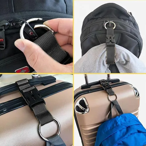 Vista 5 de GORGECRAFT 2 correas de equipaje para abrigo, chaqueta, soporte para maleta, clip de cinturón, gancho de anillo de gancho negro ajustable