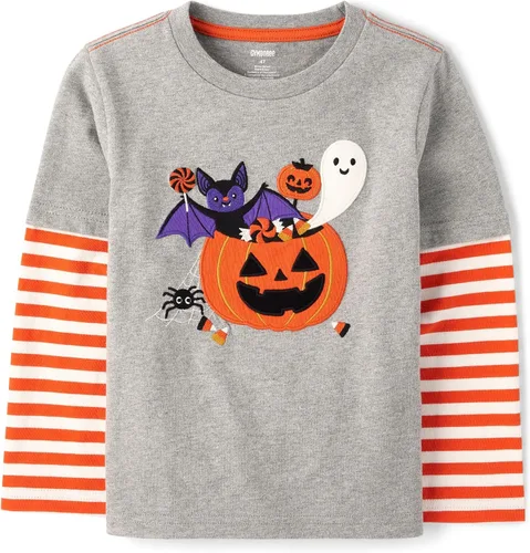 Vista 22 de Gymboree - Camisetas de manga larga con gráficos bordados en capas para niños y niños pequeños Oso de nieve azul