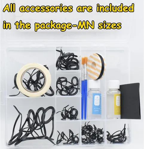 Vista 2 de 55pcs MN Saltwater Surf Fishing Rod Double Feet Large Spinning Stainless Steel Guides Repair Kits