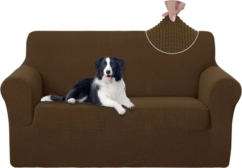 Vista 8 de U-NICE HOME Funda para sofá biplaza elástica, cubierta para sofá, funda para sillón, protector de muebles para sofá con 2 cojines, funda para sofá