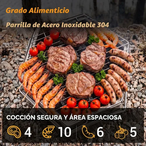 Vista 7 de KingCamp Portable Camping Grill 304 Stainless Steel Wood Barbecue Grill