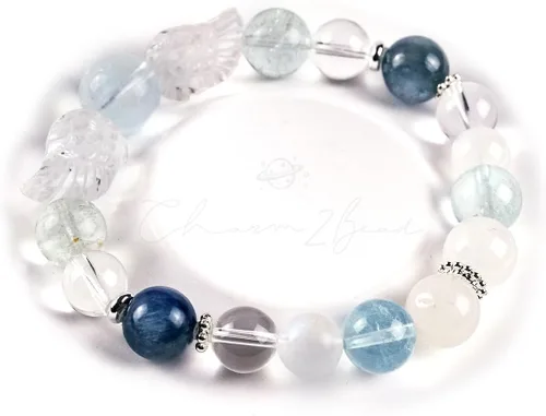 Vista 85 de Precious Gemstone Natural Crystal Healing Bracelet, Rutilated Quartz, Moonstone, Quartz Handmade Original Design Bracelet