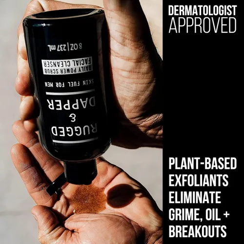 Vista 3 de RUGGED & DAPPER Crema facial Age Defense, limpiador facial diario Power Scrub facial, complejo de ojos de defensa de la edad