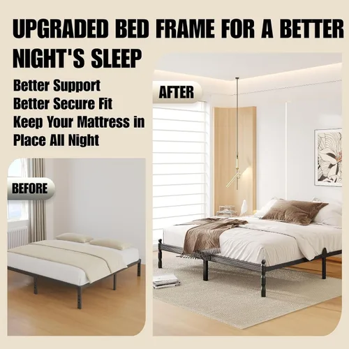 Vista 41 de 12 Inch Heavy Duty Black Metal Platform Bed Frame with Mattress Support, Twin Platform Bed Frame with Under Bed Storage, No Box Spring Needed, Easy