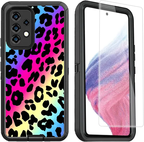 Vista 10 de Funda compatible con Samsung Galaxy A53 5G para mujeres y niñas, diseño de vaca, funda de lujo A53 5G con protector de pantalla, resistente a prueba