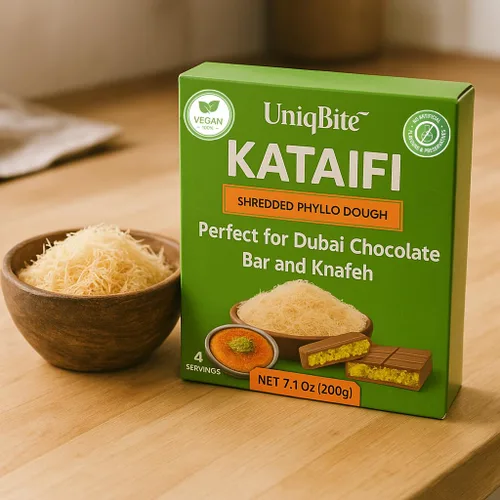 Vista 4 de Masa Kataifi para Barra de Chocolate de Dubái, 7 oz (200g), Masa de Filo Desmenuzada Seca, Masa Phyllo Kadayif Katafi Knafeh