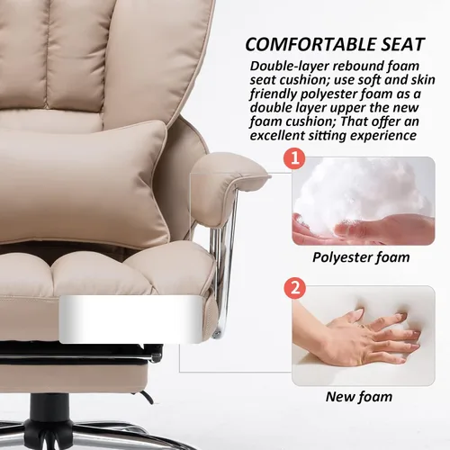 Vista 5 de Efomao - Silla ejecutiva de escritorio para oficina, con reposapiés, soporte lumbar y capacidad de carga hasta 400 libras, silla de computadora