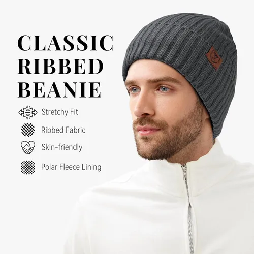 Vista 2 de OZERO Gorro de Punto de Invierno, Gorro Térmico Grueso de Forro Polar para Hombres y Mujeres