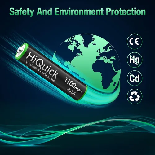 Vista 6 de HiQuick Pilas AAA recargables paquete de 8, baterías AAA triples NiMH de 1100 mAh precargadas