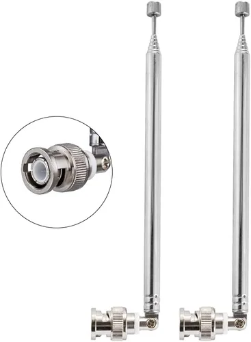 Vista 8 de BNC conector macho Antena telescópica 7 secciones VHF UHF 27.0 in/27IN Antena telescópica BNC Plug Antena para CB Radio Policía Escáner Jamón Radio