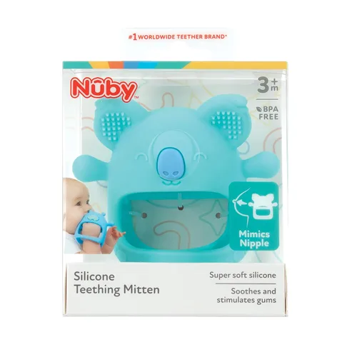 Vista 6 de Nuby Manopla de dentición de muñeca de silicona - Anillo de mordedor para bebés - Más de 3 meses - Koala