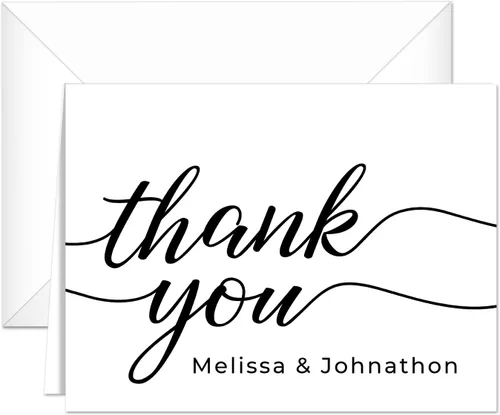 Vista 8 de Tarjetas de agradecimiento personalizadas con flores blancas de oro sintético, 100 tarjetas de agradecimiento modernas con sobres blancos, 4 1/4 x 5