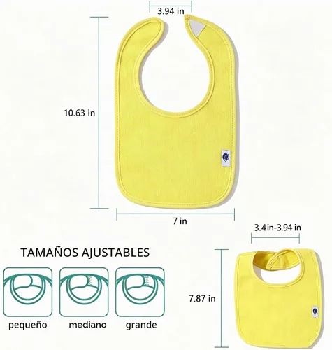 Vista 5 de SPINFOX Baberos impermeables para niñas, niños, babero unisex de algodón sólido de punto para bebés