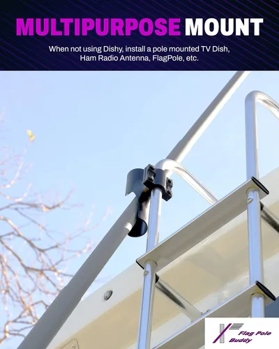Vista 4 de FlagPole Buddy Starlink Gen 2 Kit de montaje compatible para montaje en escalera RV