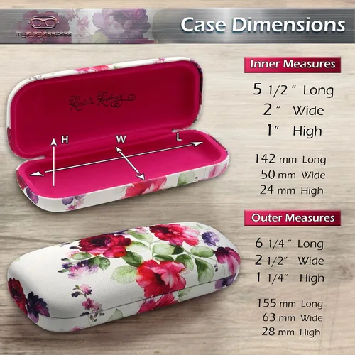 Vista 4 de MyEyeglassCase Estuche rígido para lentes para mujer Estuche protector para lentes rígido con bolsa y tela