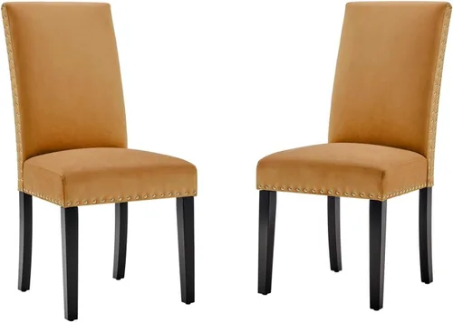Vista 9 de Modway Parcel Performance - Juego de 2 sillas auxiliares de terciopelo para comedor, color azul marino