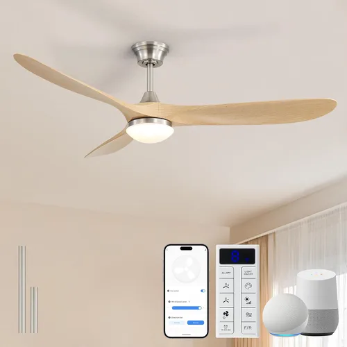 Vista 32 de Sofucor Ventiladores de techo inteligentes de 60 pulgadas con luces, ventilador de techo inteligente moderno para exteriores