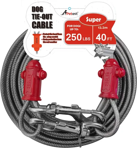 Vista 11 de Petest Cable de amarre reflectante con cubierta de crimpado para perros pequeños de hasta 35 libras, 15 pies