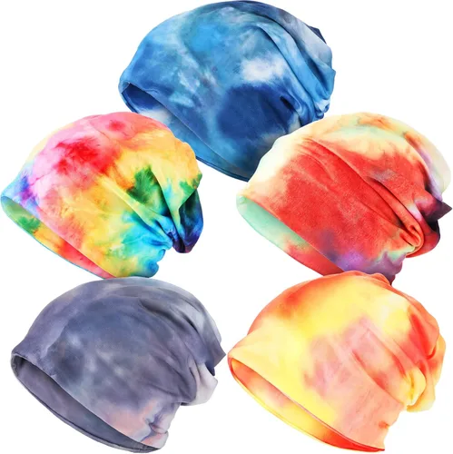 Vista 15 de SATINIOR 5 Piezas Gorro Holgado para Mujer Gorro de Quimioterapia Elástico Envolturas para Cabeza de Cáncer Pañuelo para Cabeza para Dormir
