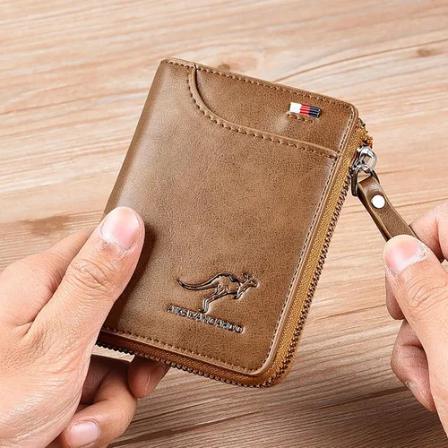 Vista 7 de Nucery Billeteras con cremallera para hombre, con bloqueo RFID, de gran capacidad, carteras de cuero con 15 tarjeteros de crédito, Marrón, Moda