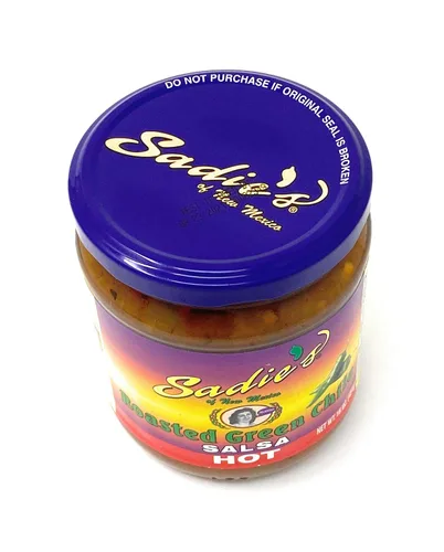 Vista 4 de Sadie's of New Mexico Salsa caliente de chile verde asada 16oz QTY 3