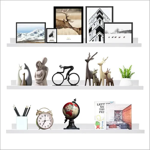 Vista 23 de AZSKY Juego de 3 estantes flotantes para pared, estantes de 24 pulgadas con labio, estante grande para libros de guardería, estantería