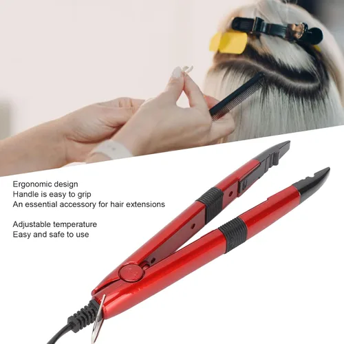 Vista 3 de Hierro de extensión de cabello, conector ergonómico de regulación de temperatura, conector de extensión de cabello, herramienta de hierro, varita