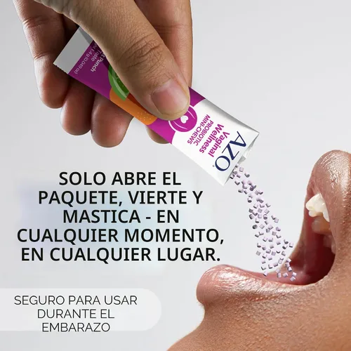 Vista 5 de AZO Mini-masticables probióticos vaginales para mujeres, sabor a ponche