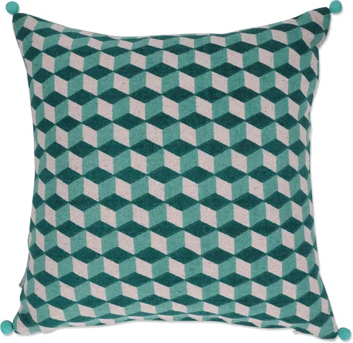 Vista 11 de Pillow Perfect Cojín de medianoche con cubos geométricos para interiores, color azul, 18 x 18 pulgadas