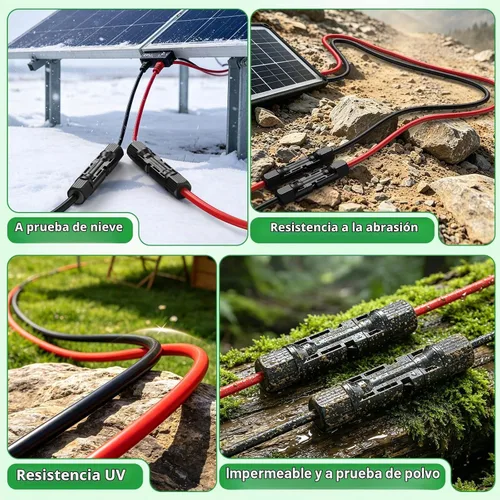 Vista 6 de Oududianzi Cable de extensión solar de 10 pies, cable solar de 10 AWG, cable fotovoltaico de cobre estañado de calibre 10, cables y conectores