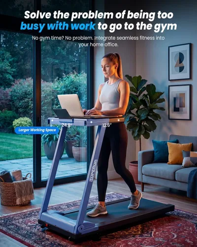 Vista 2 de Superun Incline Waking Pad Treadmill with Handle Bar for Home, 300 LBS
