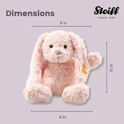 Vista 4 de Steiff Conejo rosa con orejas largas y flexibles, más amigo de juguete de peluche, 12 pulgadas