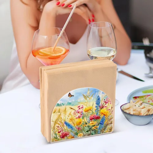 Vista 7 de Servilleteros de flores rurales y mariposas para mesas, servilleteros de acrílico transparente, servilleteros de cóctel para cocina, restaurante