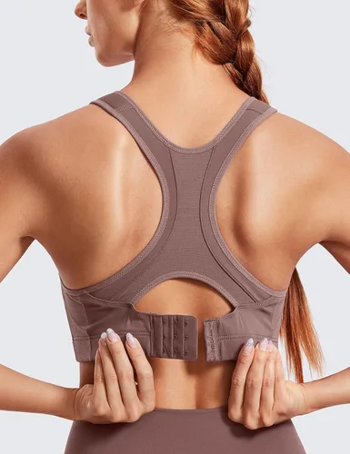 Vista 2 de SYROKAN Sujetador deportivo para mujer, parte delantera, ajustable, soporte de alto impacto, acolchado, sin varillas, espalda cruzada, talla grande