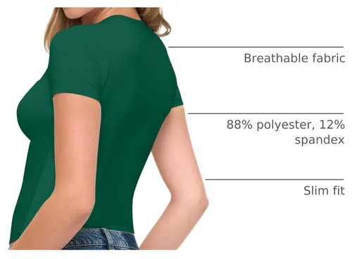 Vista 4 de Natural Uniforms Camiseta Baby Tee Crop Top de Manga Corta Y2K Súper Suave y Súper Elástica para Mujer True Hunter Verde