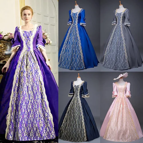 Vista 4 de YSLMNOR Vestidos de Halloween Renissance para mujer, talla grande, vestidos de baile medievales, disfraces de Halloween para mujer, vestido