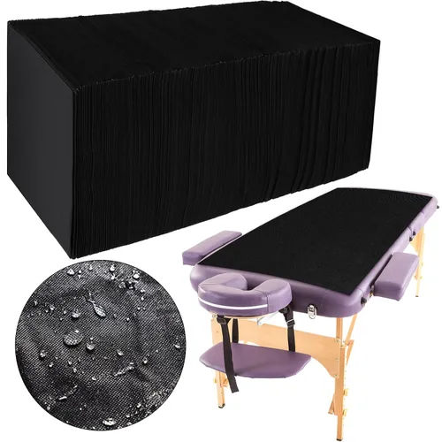 Vista 7 de Kinlop 100 piezas de sábanas desechables de 31.5 x 71 pulgadas, impermeables, para mesa de masaje, color negro, transpirables, para tatuajes, tela