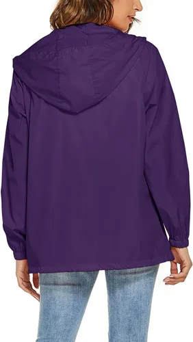 Vista 5 de Avoogue Chaqueta impermeable para mujer, ligera, transpirable, con capucha, rompevientos activos con bolsillo