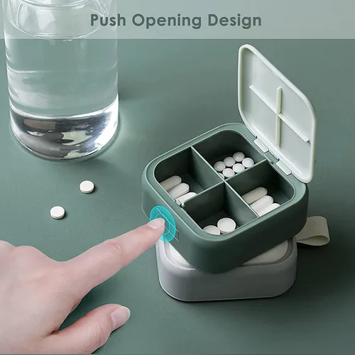 Vista 2 de Pastillero pequeño, lindo pastillero – Acedada Travel Daily Pastillero, contenedor portátil de píldoras bonito para bolsillo, soporte compacto