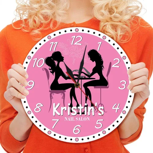 Vista 5 de The Geeky Days Reloj de pared personalizado para salón de manicura, salón de uñas, spa, silencio, cuarzo, obras de arte, pedicura, arte de uñas