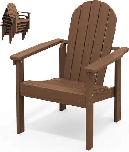 Vista 11 de SERWALL Silla Adirondack moderna apilable, silla de patio al aire libre de HDPE con diseño que ahorra espacio, silla para hoguera para todo
