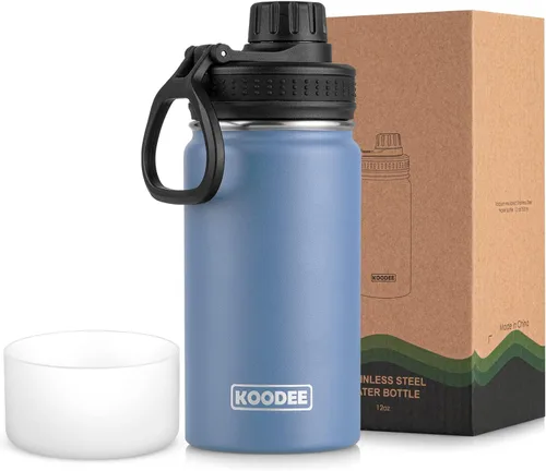 Vista 8 de koodee Botella de agua para niños, botella de agua de acero inoxidable de 12 onzas con aislamiento al vacío para la escuela, botella de agua de boca