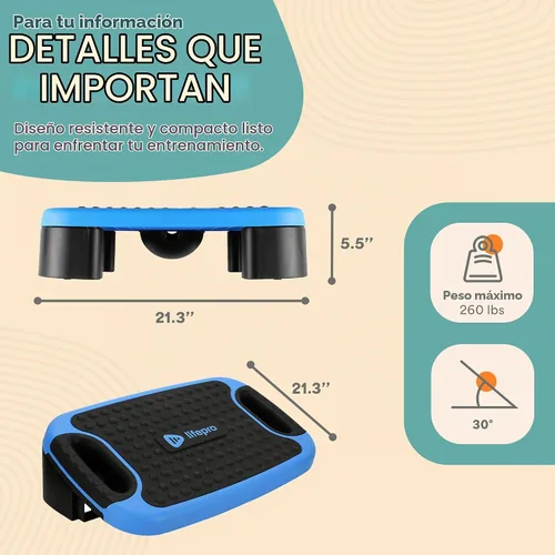 Vista 5 de Lifepro - Tabla de equilibrio aeróbico 4 en 1 y plataforma de ejercicio escalonada, plataforma inclinada multifuncional, ajustable, antideslizante