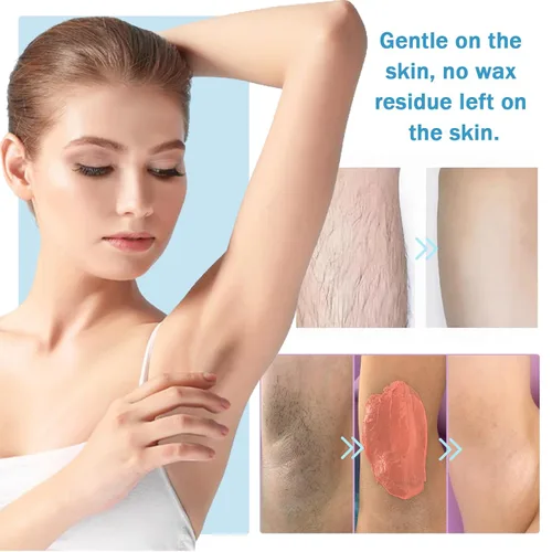 Vista 5 de 12 cuentas de cera dura para depilación, cuentas de cera para depilación facial y cuerpo, cuentas de cera en casa con palos, kit de cera para todo