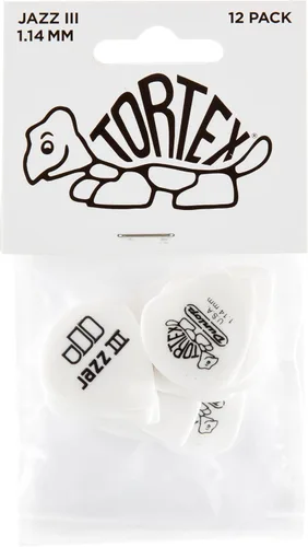 Vista 4 de Jim Dunlop Tortex White Jazz III - Púas para guitarra, 0.04 in, paquete de 12