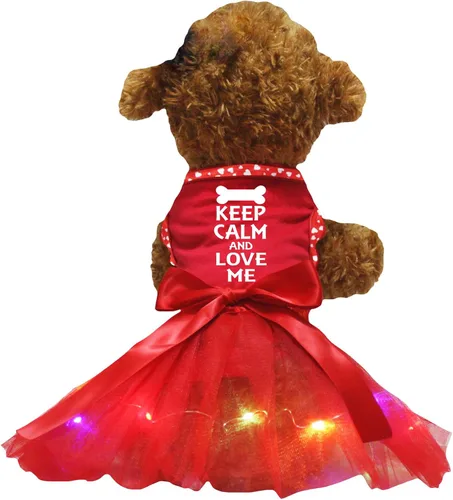 Vista 6 de Petitebella Keep Calm and Love Me - Vestido para cachorro (negro/dorado, talla XS)