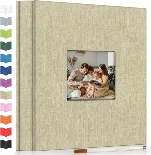 Vista 18 de Álbum de fotos Artfeel autoadhesivo, álbum de manualidades para fotos de 3 x 5, 4 x 6, 5 x 7 y 8 x 10 pulgadas, 40 páginas, cubierta de lino